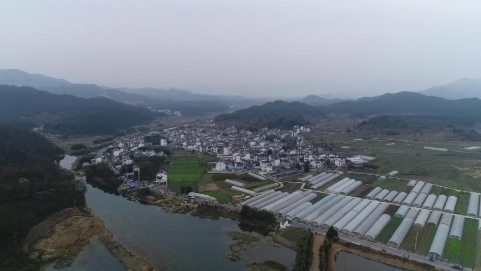 normal_13 — hazy rural village aerial shot