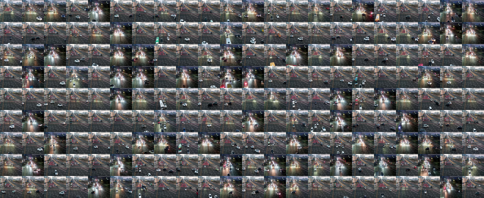 왕산들사거리 데이터셋 콜라주 — 주간과 야간 프레임 혼재