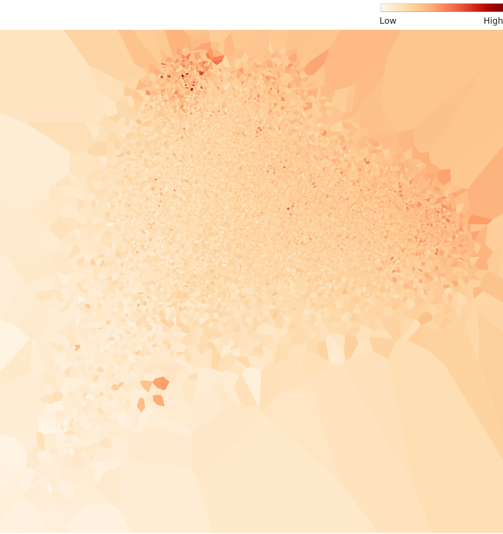 30VNFoods L2 density heatmap — pale, uniform distribution