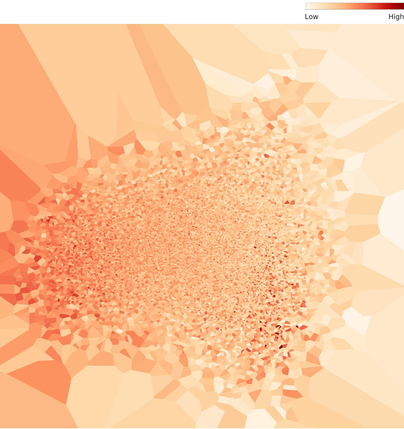 30VNFoods L3 density heatmap — deep-red core with radial branches