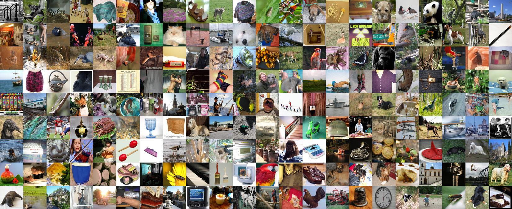 ImageNet dataset collage — 1,000 class image mosaic
